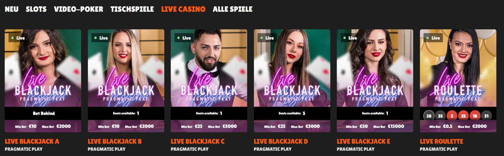 Live Casinospiele